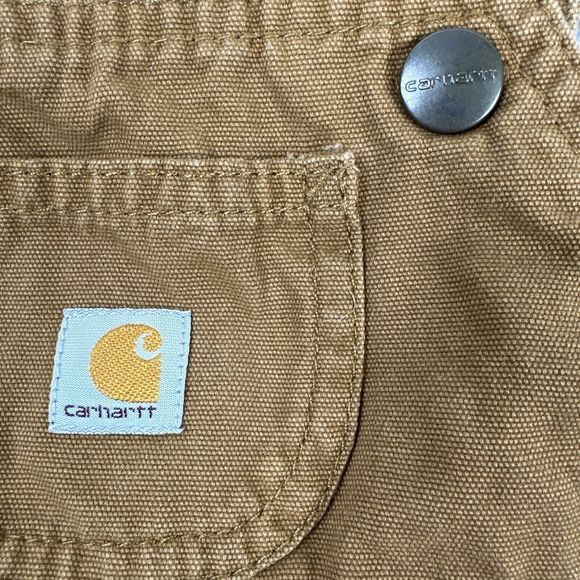 Carhartt Bib Overalls Classic Brown Cargo Pants Size 12M Baby - Picture 2 of 6